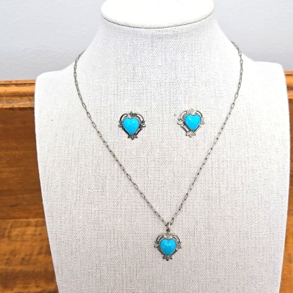 Heart Pendant Necklace & Earrings